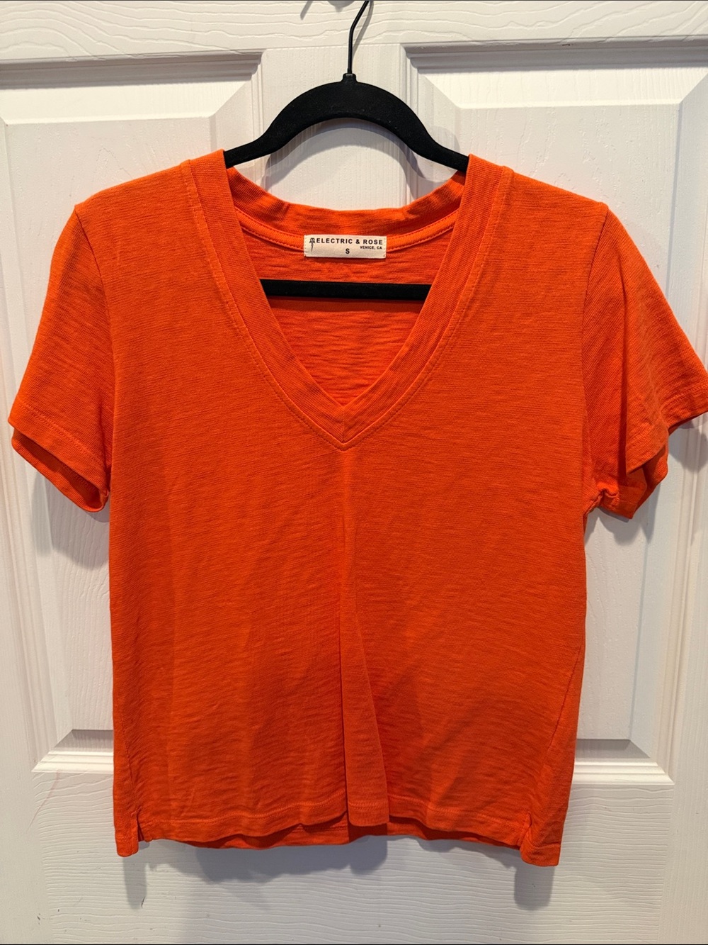 Electric & Rose Short Sleeve V-Neck Tee in Bright Orange